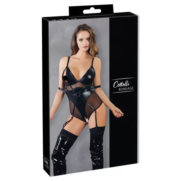 Cottelli Bondage - body lucido con manette - nero - M