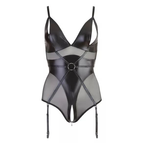 Cottelli Bondage - body lucido con manette - nero - XL