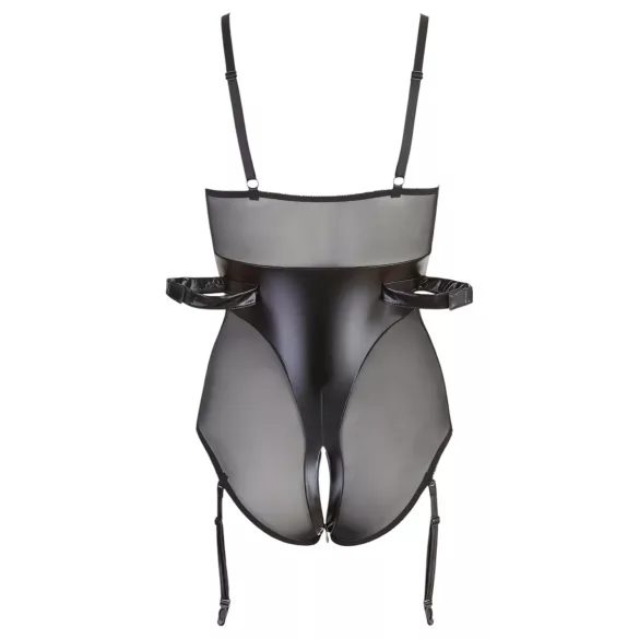 Cottelli Bondage - body lucido con manette - nero - XL
