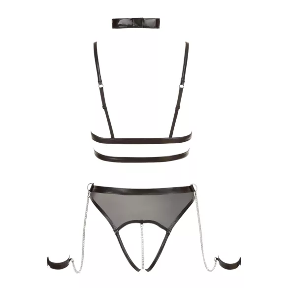 Cottelli Bondage - body aperto con cinghie e catene - nero