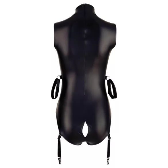 Cottelli Bondage - body senza maniche lucido con polsini - nero
