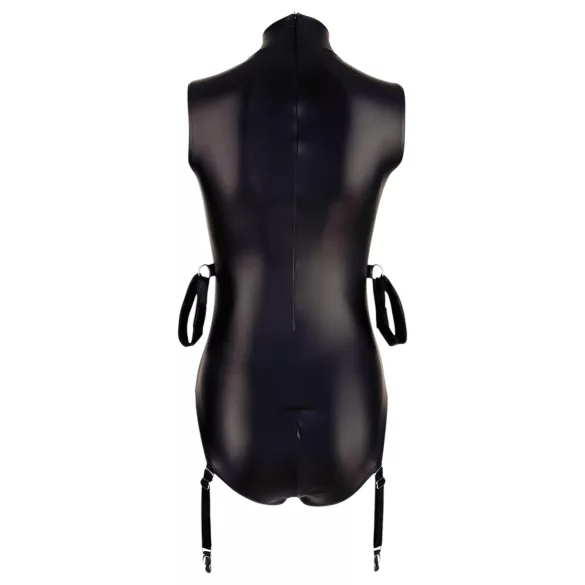 Cottelli Bondage - body senza maniche lucido con polsini - nero