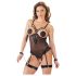 Cottelli Bondage - Body nero con anelli metallici e polsiere