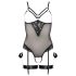 Cottelli Bondage - Body nero con anelli metallici e polsiere