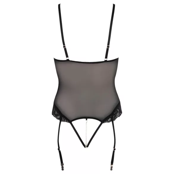 Cottelli Bondage - body con anelli metallici e manette - nero - XL