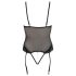 Cottelli Bondage - Body nero con anelli metallici e polsiere - XL