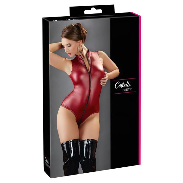 Cottelli Party - body senza maniche con zip - lucido rosso