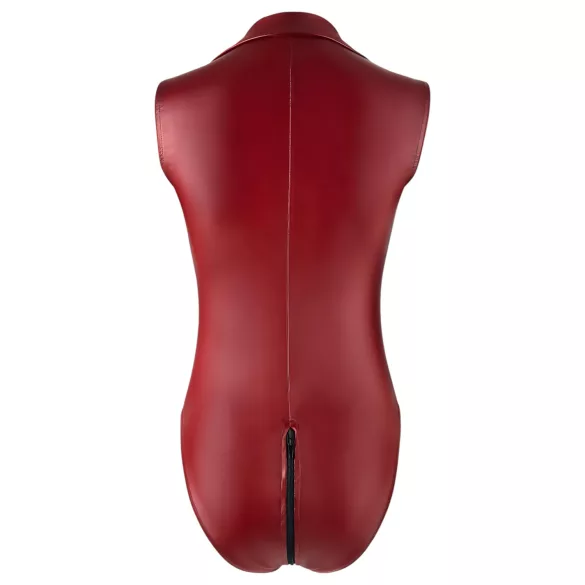 Cottelli Party - body lucido senza maniche con cerniera (rosso)