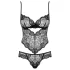 Obsessive - body in pizzo floreale - nero
