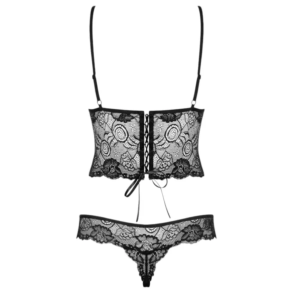 Obsessive - body in pizzo floreale - nero