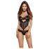 Obsessive - body in pizzo floreale - nero - L/XL