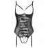 Abierta Fina - body aperto con pizzo e cinturini - nero