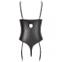 Abierta Fina - body aperto con pizzo e cinturini - nero
