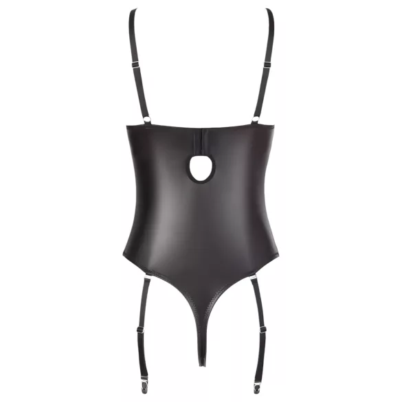 Abierta Fina - body aperto con pizzo e cinturini - nero - 80C/M