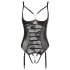 Abierta Fina - body aperto in pizzo scintillante (nero) - 85C/L