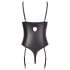 Abierta Fina - body aperto in pizzo scintillante (nero) - 85C/L