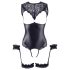 Cottelli Bondage - body lucido aperto con manette (nero)