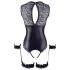Cottelli Bondage - body lucido aperto con manette (nero)