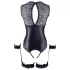 Cottelli Bondage - body aperto lucido con polsini per polsi - nero