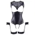 Cottelli Bondage - body aperto lucido con polsini per polsi - nero - M