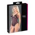 Cottelli - body aperto in pizzo con perle (nero)