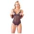 Cottelli - body aperto in pizzo con perle (nero)