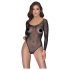 NO:XQSE - body a maniche lunghe in rete scintillante - nero (S-L)