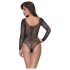 NO:XQSE - body a maniche lunghe in rete scintillante - nero (S-L)
