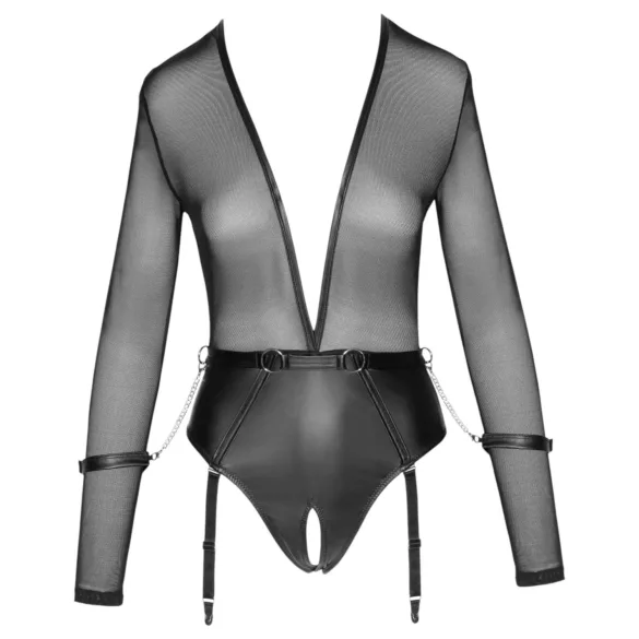 Cottelli - body a maniche lunghe aperto con manette (nero)