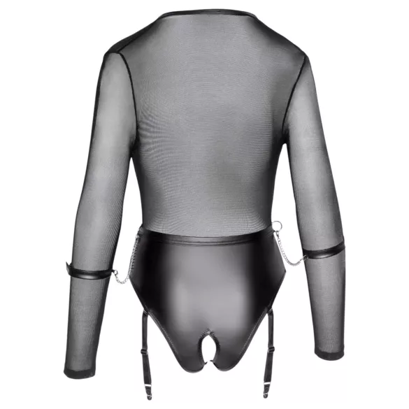 Cottelli - body a maniche lunghe aperto con manette (nero)