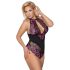 Cottelli Plus Size - body floreale - nero e lilla - 3XL