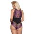 Cottelli Plus Size - body floreale (nero-viola) - 3XL