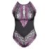 Cottelli Plus Size - body floreale (nero-viola) - 3XL