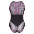 Cottelli Plus Size - body floreale (nero-viola) - 3XL