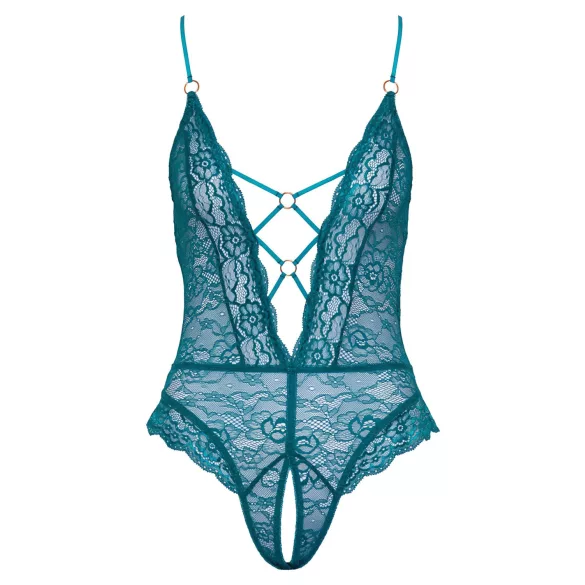 Cottelli - body aperto in pizzo con lacci (verde) - M