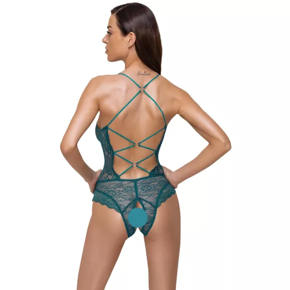 Cottelli - body aperto in pizzo con lacci (verde) - XL