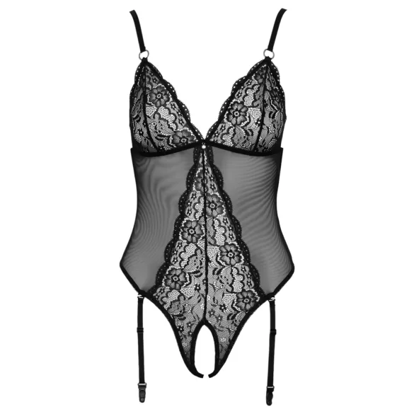Cottelli - body aperto con reggicalze e pizzo - nero - M