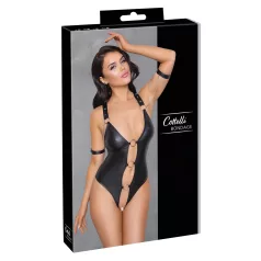   Cottelli Bondage - body aperto con anelli effetto lucido nero