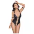 Cottelli Bondage - body aperto con anelli effetto lucido nero
