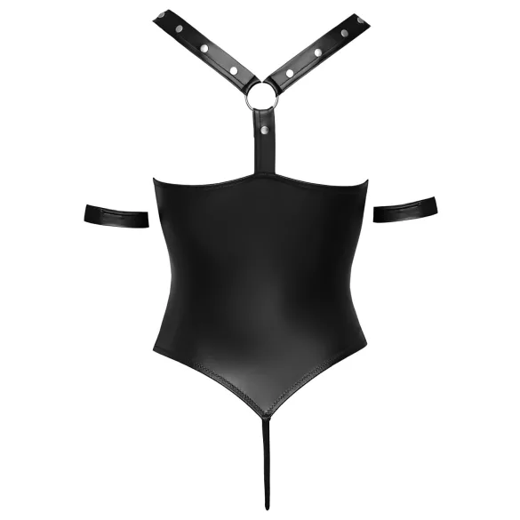 Cottelli Bondage - body aperto con anelli effetto lucido nero - L