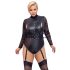 Cottelli Bondage Taglie Forti - body con maniche di pizzo (nero) - 2XL