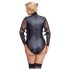 Cottelli Bondage Taglie Forti - body con maniche di pizzo (nero) - 2XL