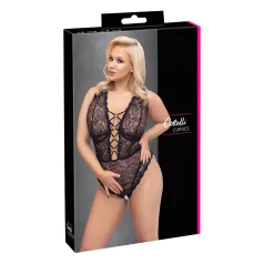 Cottelli Curves Plus Size - body trasparente fantasia - nero