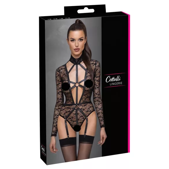 Cottelli - body trasparente con spalline - nero - M