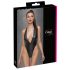 Cottelli Party - body lucido con collo all'americana (nero) - M