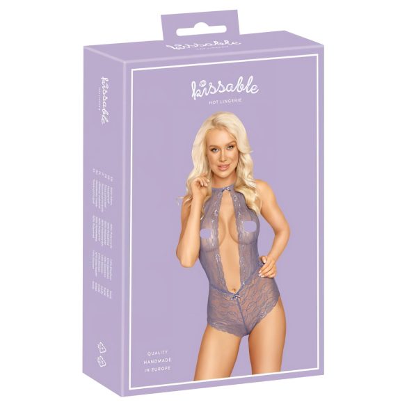 Kissable - body in pizzo con collo allacciato - viola