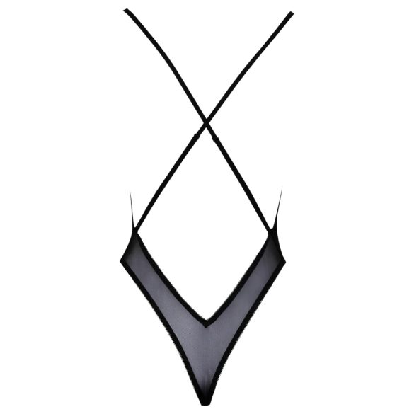 Kissable - body nero ricamato rosa - L/XL