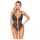 Abierta Fina - body aperto in pizzo con strass (nero) - L