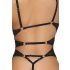 Abierta Fina - body aperto in pizzo con strass (nero) - L