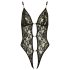 Abierta Fina - body aperto in pizzo con strass (nero) - L